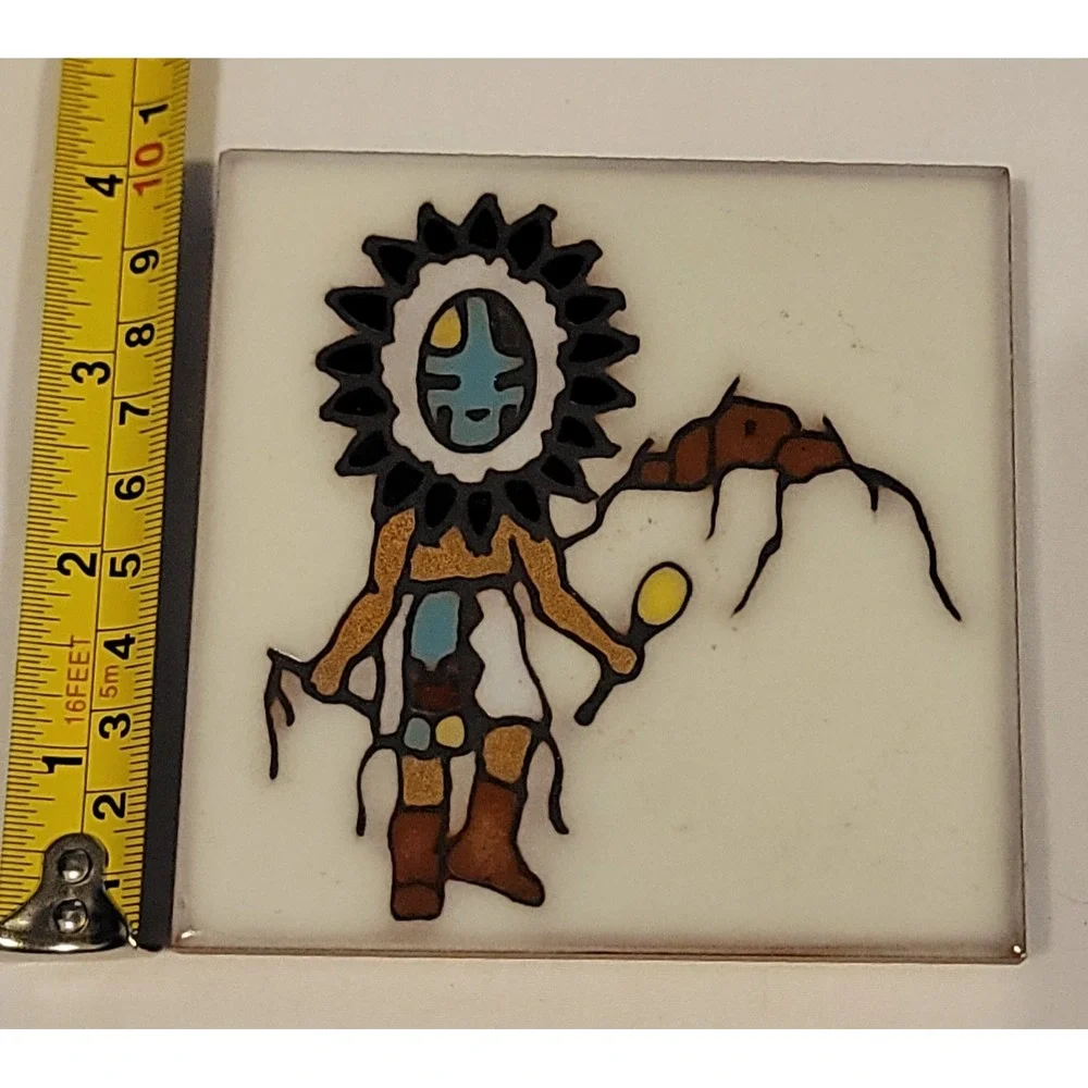 MASTERWORKS Handcrafted Ceramic Art Tile Southwest Native American Sun Kachina